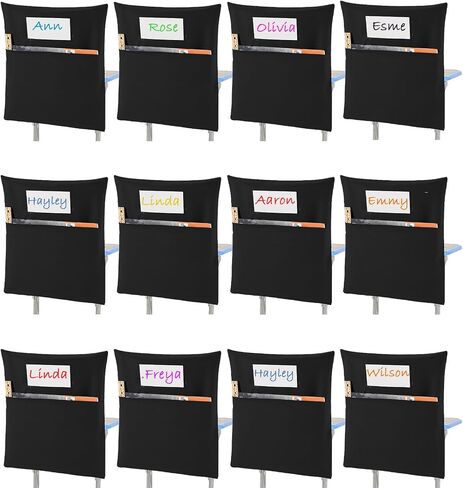 Sanwuta 24 Pack Classroom Crash Crash Pockets ، 15 × 17 بوصة أكياس تخزين الكتب للكرسي مع طلاب Slot Slot Pockets لمدرسة رياض الأطفال الابتدائية (Multicolor) in Kuwait