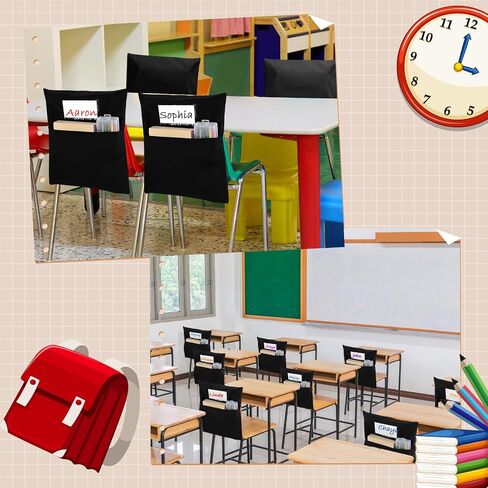 Sanwuta 24 Pack Classroom Crash Crash Pockets ، 15 × 17 بوصة أكياس تخزين الكتب للكرسي مع طلاب Slot Slot Pockets لمدرسة رياض الأطفال الابتدائية (Multicolor) in Kuwait