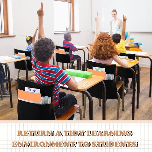 Sanwuta 24 Pack Classroom Crash Crash Pockets ، 15 × 17 بوصة أكياس تخزين الكتب للكرسي مع طلاب Slot Slot Pockets لمدرسة رياض الأطفال الابتدائية (Multicolor) in Kuwait