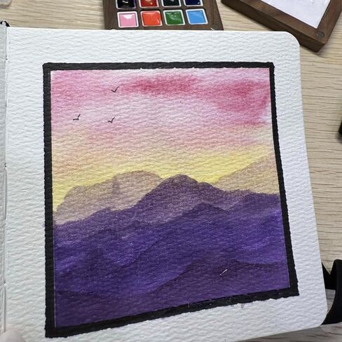 Portable Artist Watercolor Travel Paint Set Watercolor Palette Set Wooden Grid Paint Box Watercolor Paper Pad Watercolor Sketch Book Watercolor Brush Pens Painters Artists in Kuwait