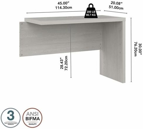 Pemberly Row 42W Desk Return/Bridge in Gray Sand - Engineered Wood in Kuwait
