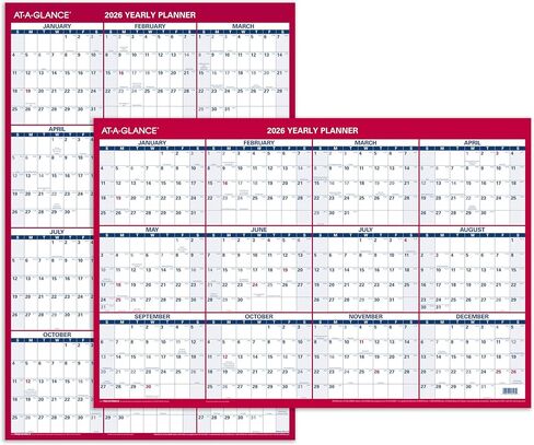 AT-A-GLANCE 2026 Erasable Calendar, Dry Erase Wall Planner, 36" x 24", Large, Vertical/Horizontal, Reversible, Includes Marker (PM262826) in Saudi Arabia