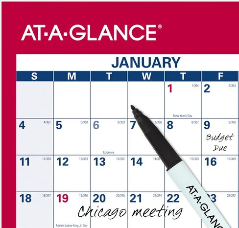 AT-A-GLANCE 2026 Erasable Calendar, Dry Erase Wall Planner, 36" x 24", Large, Vertical/Horizontal, Reversible, Includes Marker (PM262826) in Saudi Arabia