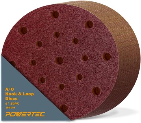 POWERTEC 4D125906-50، فتحات 5 × 9، قرص صنفرة 60 حبيبة | ورق صنفرة بخطاف وحلقة لماكينة الصنفرة Festool RO125 / ETS 125، آلات الصنفرة المدارية العشوائية - 50 حزمة in Saudi Arabia
