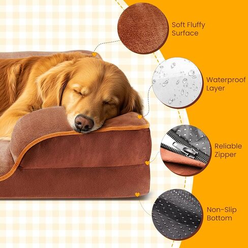 DUMOS Donut Dog Bed, Washable Dog Couch Bed with Removable Cover, Waterproof Pet Bed for Small Size Dogs, Memory Foam Pet Bed Non-Slip Base, Gray in Kuwait