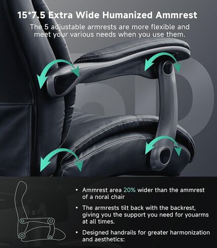Big and Tall Office Chair with Wide Area Armrest, 600LBS PU Leather Executive Chair, Adjustable Lumbar Support 3'' Double Space Wheel, Managerial Home Desk Heavy Duty Office Chair (Black-A) in Kuwait