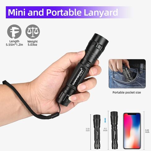 DARKBEAM UV Flashlight 365 nm Light Blacklight, Mini Powerful Wood’s Lamp USB-C Rechargeable, LED 10W Ultraviolet Flashlights Pocket Pet Urine Detector for Mineral, Uranium Glass, Resin Curing in Kuwait