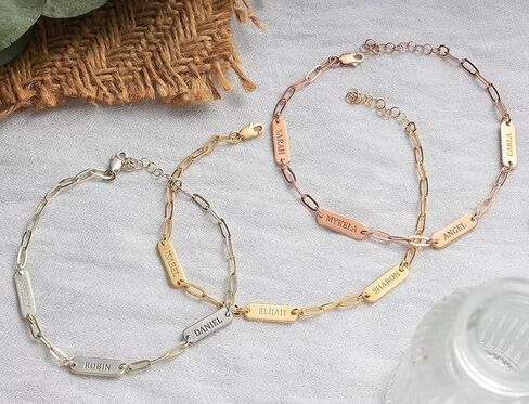 Custom Bracelets for Women Handmade Paperclip Bracelet Mom Jewelry Kids Names 925 Sterling Silver Mothers Day Christmas Unique Birthday Gift for Her Mummy Wife Grandma Girlfriend Daughter Teen Girl in Saudi Arabia