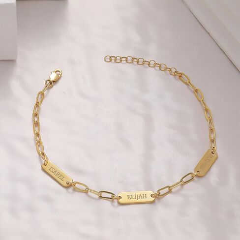 Custom Bracelets for Women Handmade Paperclip Bracelet Mom Jewelry Kids Names 925 Sterling Silver Mothers Day Christmas Unique Birthday Gift for Her Mummy Wife Grandma Girlfriend Daughter Teen Girl in Saudi Arabia