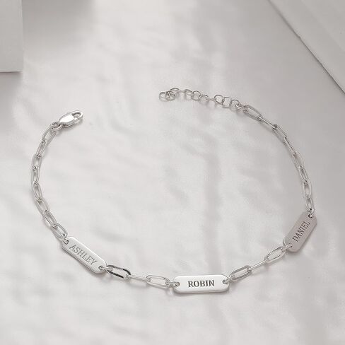 Custom Bracelets for Women Handmade Paperclip Bracelet Mom Jewelry Kids Names 925 Sterling Silver Mothers Day Christmas Unique Birthday Gift for Her Mummy Wife Grandma Girlfriend Daughter Teen Girl in Saudi Arabia