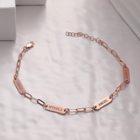 Custom Bracelets for Women Handmade Paperclip Bracelet Mom Jewelry Kids Names 925 Sterling Silver Mothers Day Christmas Unique Birthday Gift for Her Mummy Wife Grandma Girlfriend Daughter Teen Girl in Saudi Arabia