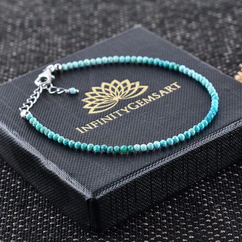 Infinitygemsart أساور الفيروز الأمريكية الطبيعية للنساء أحجار الأحجار الكريمة حبات المجوهرات اللذيذة شقرا شقرا 925 الجنيه الاسترليني الفضة 8 بوصة قابلة للتعديل هدايا الحجر الأمي in Saudi Arabia