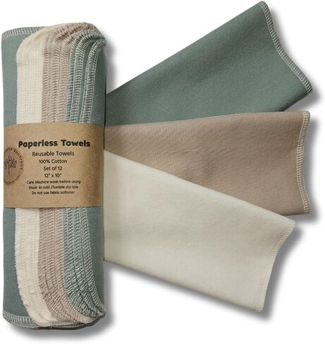 Paperless Towels, 12-12" X 10" Washable Paper Towels, Reusable Paper Towels, 100% Cotton (Blues) in Saudi Arabia