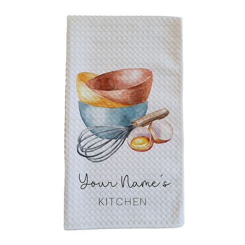 Personalized Kitchen Towel | Custom Tea Towel | Watercolor Utensil Dish Towel | Kitchen Decor | Hand Towel Gift Set | Waffle Weave Dishcloth (Pack of 2 Towels, Design 2) in Saudi Arabia