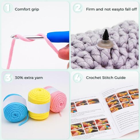 Crochet Kit for Beginners: Make 3 Cute Amigurumi Animals with Easy-to-Follow Video Tutorial, Complete Beginner Crochet Kits for Kids Adults, Creative Christmas Birthday Gift Idea for Women & Girls in Kuwait