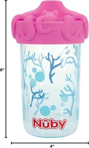 Nuby No Spill 3D Character Sippy Cup with Soft Touch Flo Silicone Top, 12 Ounce, Octopus in Saudi Arabia
