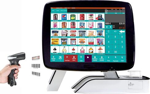 (Ship from USA) POS System,Cash Register for Retail,Includes Touch Screen Cash Register,80MM Thermal Printer,Cash Drawer,Barcode Scanner,Windows 10,POS Software in Saudi Arabia