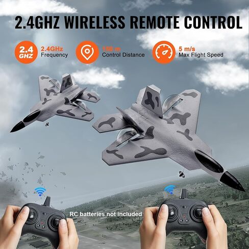 VEVOR RC Plane 2 Channel, Remote Control Airplane 2.4GHZ with 6-Axis Gyro Stabilizer&2 Batteries, F-22 Fighter Aircraft Plane Toy for Adults Kids Beginners Boys Birthday/Xmas Child Gift in Saudi Arabia