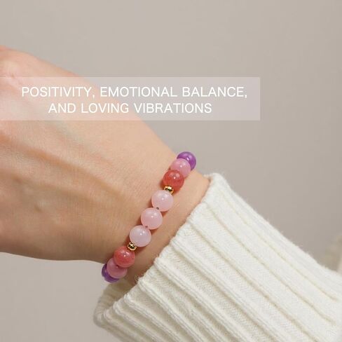 You Are Loved Gifts for Women - Rose Quartz Bracelet - Handmade Natural Amethyst Rhodonite Sunstone Beads Braided Rope Inspirational Bracelet Encouragement Gifts for Women in Saudi Arabia
