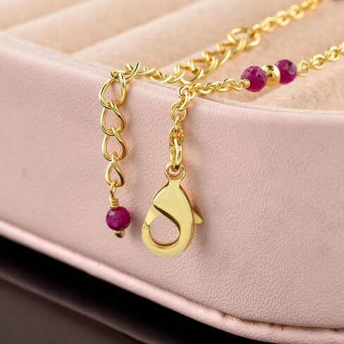 InfinityGemsArt Pink Ruby Anklet Dainty Boho Summer Beach Jewelry for Girls Gold Bead Chain Charm Ankle Bracelets for Women 9+1.5 inch Gifts For Her in Saudi Arabia