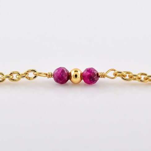InfinityGemsArt Pink Ruby Anklet Dainty Boho Summer Beach Jewelry for Girls Gold Bead Chain Charm Ankle Bracelets for Women 9+1.5 inch Gifts For Her in Saudi Arabia
