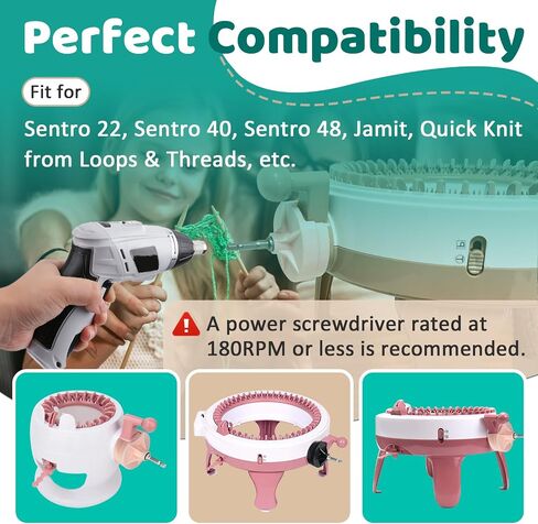 2 Packs Knitting Machines Adapter - Quick Knit Power Adapter Compatible with Sentro 22 40 48 & Jamit Needles Loom, Crank Handle Adapter with Hex Drill Steel Bit (Black + Pink) in Saudi Arabia
