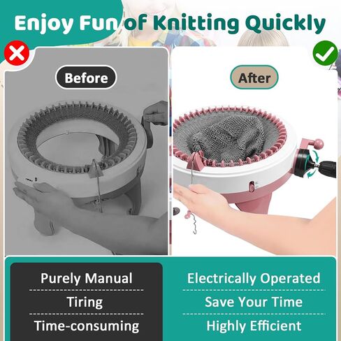 2 Packs Knitting Machines Adapter - Quick Knit Power Adapter Compatible with Sentro 22 40 48 & Jamit Needles Loom, Crank Handle Adapter with Hex Drill Steel Bit (Black + Pink) in Saudi Arabia