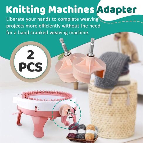2 Packs Knitting Machines Adapter - Quick Knit Power Adapter Compatible with Sentro 22 40 48 & Jamit Needles Loom, Crank Handle Adapter with Hex Drill Steel Bit (Black + Pink) in Saudi Arabia