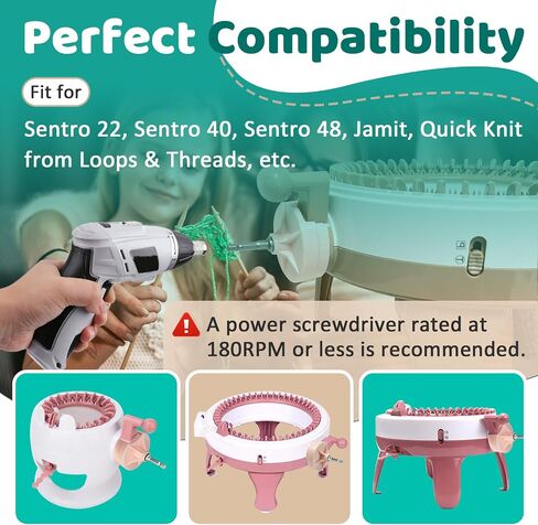 2 Packs Knitting Machines Adapter - Quick Knit Power Adapter Compatible with Sentro 22 40 48 & Jamit Needles Loom, Crank Handle Adapter with Hex Drill Steel Bit (Black + Pink) in Saudi Arabia