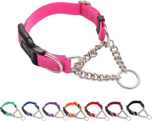 Martingale Dog Collar with Quick Release Buckle Steel Chain No Pull Training Reflective Collar for Medium Large Dogs(Pink, Medium) in Saudi Arabia