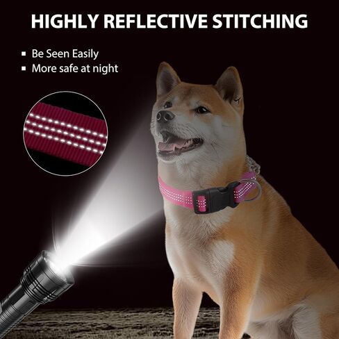 Martingale Dog Collar with Quick Release Buckle Steel Chain No Pull Training Reflective Collar for Medium Large Dogs(Pink, Medium) in Saudi Arabia