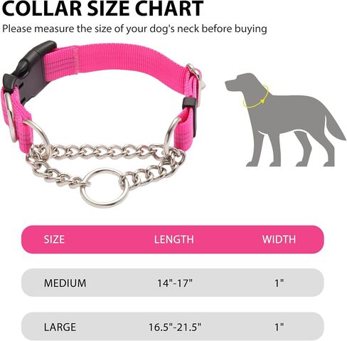 Martingale Dog Collar with Quick Release Buckle Steel Chain No Pull Training Reflective Collar for Medium Large Dogs(Pink, Medium) in Saudi Arabia