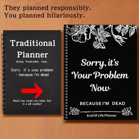 Rovhity End of Life Planner – “Sorry, It’s Your Problem Now" Funny Death Binder Organizer for Final Wishes, Passwords, Legal Documents, Funeral Planning & Personal Affairs in Saudi Arabia