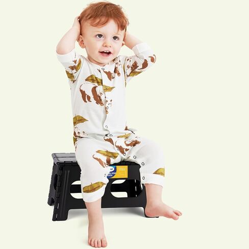 Korpai 5" Folding Step Stool for Adults and Kids 15-Inch Extra Wide Stool Holds Up to 300 lbs,Non-Slip Folding Stools with Handle,Compact Plastic Foldable Step Stool for Bathroom,Kitchen,ect, Black in Saudi Arabia