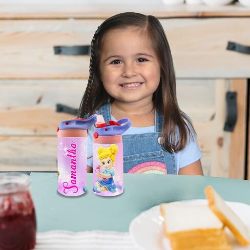 Personalized Baby Princesses Kids Water Bottle 12oz Insulated Tumbler with Lid and Custom Name (CINDERLLA) in Saudi Arabia