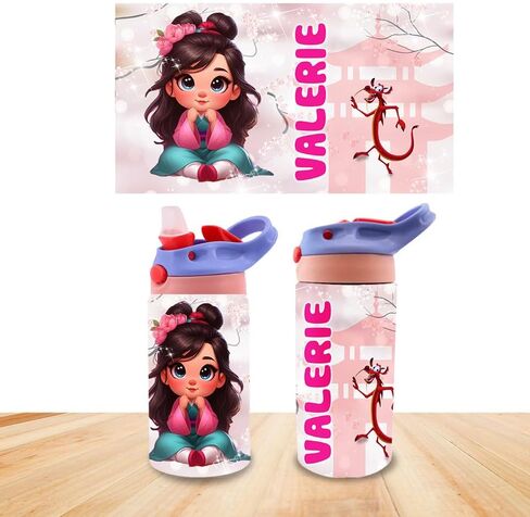 Personalized Baby Princesses Kids Water Bottle 12oz Insulated Tumbler with Lid and Custom Name (CINDERLLA) in Saudi Arabia