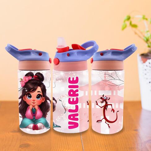 Personalized Baby Princesses Kids Water Bottle 12oz Insulated Tumbler with Lid and Custom Name (CINDERLLA) in Saudi Arabia