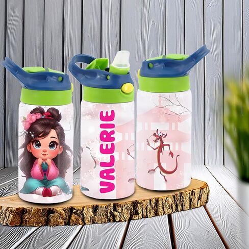 Personalized Baby Princesses Kids Water Bottle 12oz Insulated Tumbler with Lid and Custom Name (CINDERLLA) in Saudi Arabia