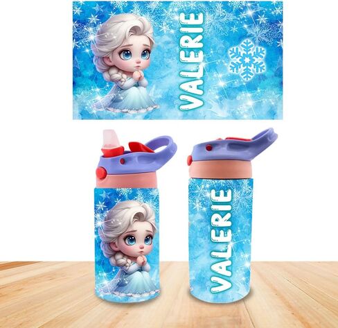 Personalized Baby Princesses Kids Water Bottle 12oz Insulated Tumbler with Lid and Custom Name (CINDERLLA) in Saudi Arabia