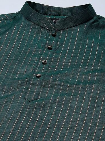 Amodh by Kisah Men's Cotton Blend Festive Wear Regular Fit Striped Kurta | Indian Wedding Wear Kurta | Festive Ethnic Kurta in Saudi Arabia