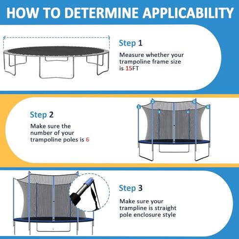 Wadoy 14 Ft Trampoline Net Replacement Safety Enclosure Net for 6 Straight Poles, PE Tightly Woven Mesh Trampoline Netting Included Ropes (Not Include Trampoline Poles) in Kuwait