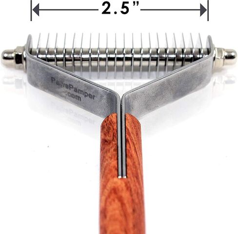 Professional Grooming Rake for Dogs & Cats | Tug-Free Deshedding | Dematting Tool | Classic Wood Handle in Saudi Arabia