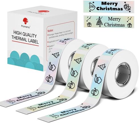 Phomemo Labels D30 Label Tape, Print Master Labels Refill Smart Mini Label Maker Refill D30 D35 Black on White Sticker Thermal Paper Self-Adhesive, 12 x 40 mm (0.47 x 1.57 Inch) 160 Tapes/Roll, 3-Roll in Saudi Arabia