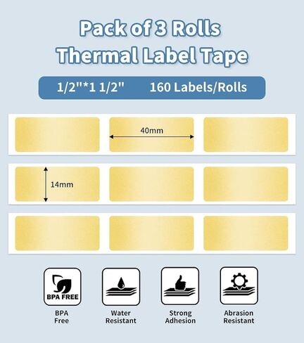 Phomemo Labels D30 Table Tape ، Print Master Labels reflill smart mini label maker reclist d30 d35 black on white sticker paper thermal thermive ، 12 × 40 مم (0.47 × 1.57 بوصة) 160 أشرطة/لفة ، 3 لول. in Saudi Arabia