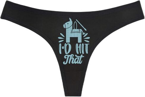 I'd Hit That - Black Thong - Choose Your Text Color - Swingers Threesome Cuckold Hot Wife Humorous Panties (M, Blue Glitter) in Saudi Arabia