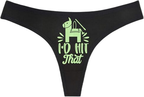 I'd Hit That - Black Thong - Choose Your Text Color - Swingers Threesome Cuckold Hot Wife Humorous Panties (M, Blue Glitter) in Saudi Arabia