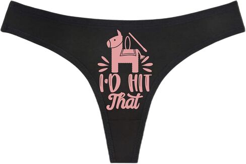 I'd Hit That - Black Thong - Choose Your Text Color - Swingers Threesome Cuckold Hot Wife Humorous Panties (M, Blue Glitter) in Saudi Arabia