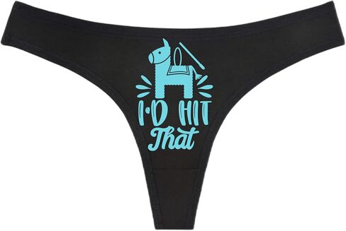 I'd Hit That - Black Thong - Choose Your Text Color - Swingers Threesome Cuckold Hot Wife Humorous Panties (M, Blue Glitter) in Saudi Arabia