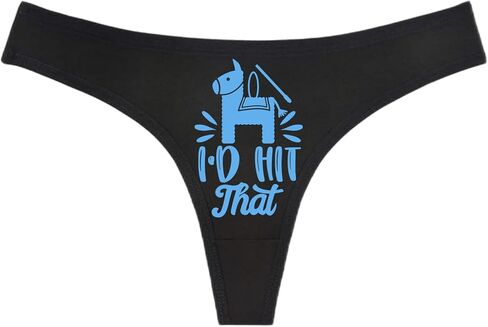 I'd Hit That - Black Thong - Choose Your Text Color - Swingers Threesome Cuckold Hot Wife Humorous Panties (M, Blue Glitter) in Saudi Arabia