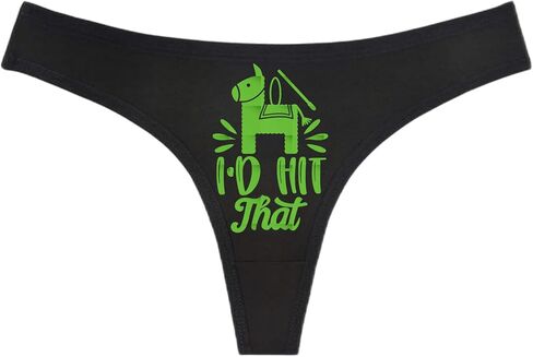 I'd Hit That - Black Thong - Choose Your Text Color - Swingers Threesome Cuckold Hot Wife Humorous Panties (M, Blue Glitter) in Saudi Arabia
